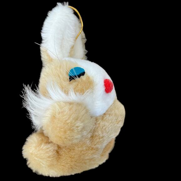 Jerry Elsner Plush Bunny Rabbit VTG 1960s Korea Nut Shell Felt Blue Eye Tan Mini - Picture 1 of 12